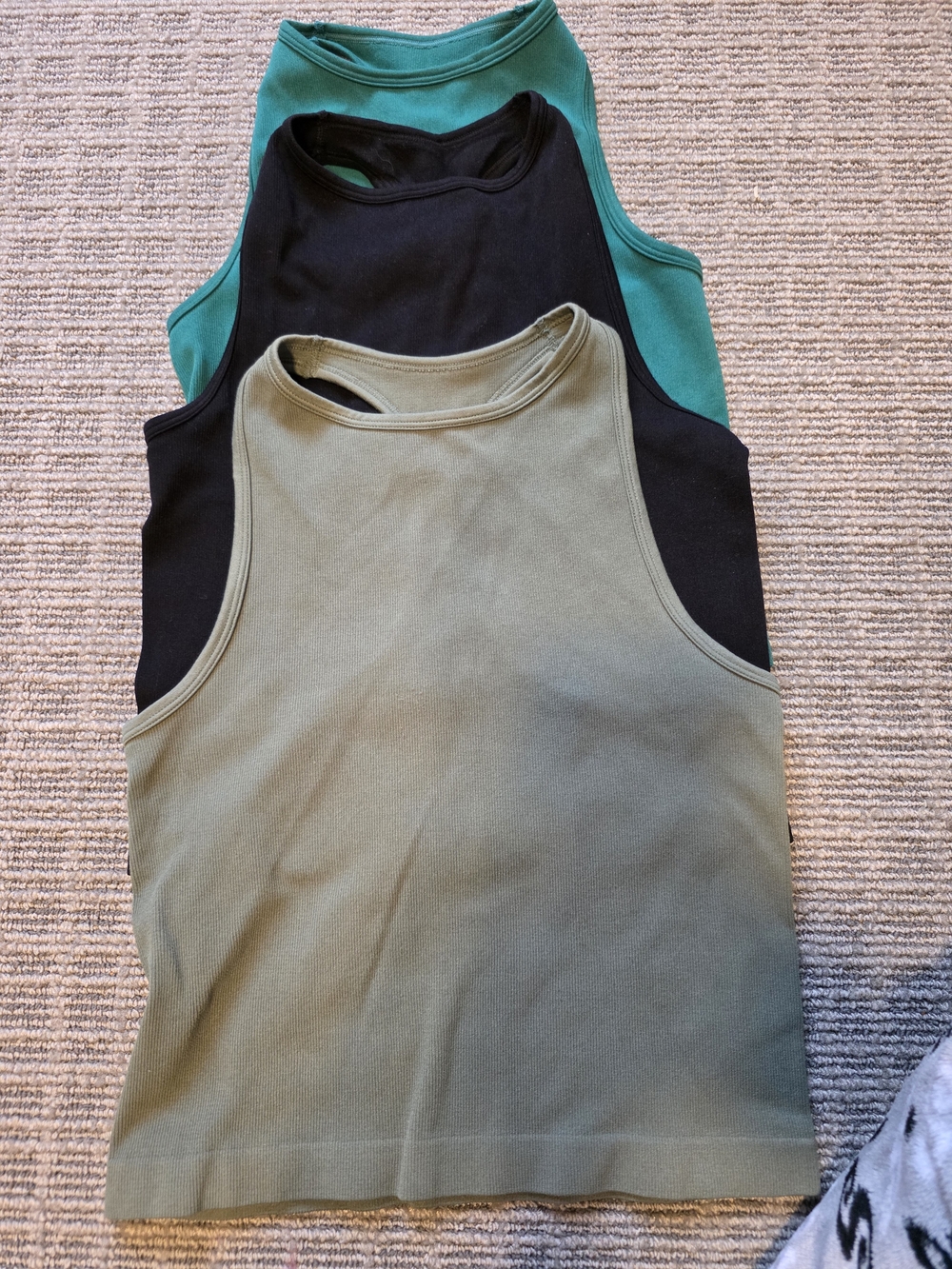 Free People Sleeveless Ribbed Tank Trio in Olive, Black, Teal